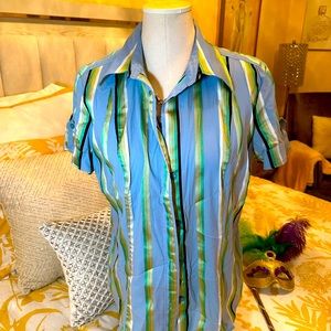 New York & Co. Light Blue & Green Button Down Shirt